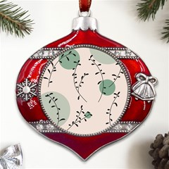 Plants Pattern Design Branches Branch Leaves Botanical Boho Bohemian Texture Drawing Circles Nature Metal Snowflake And Bell Red Ornament