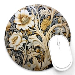 Flower Floral Pattern Floral Digital Spring Flora Botanical Blossom Bloom Vintage Round Mousepad