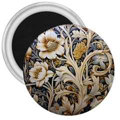 Flower Floral Pattern Floral Digital Spring Flora Botanical Blossom Bloom Vintage 3  Magnets