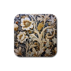 Flower Floral Pattern Floral Digital Spring Flora Botanical Blossom Bloom Vintage Rubber Square Coaster (4 Pack)