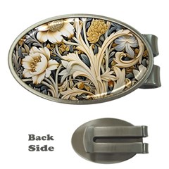 Flower Floral Pattern Floral Digital Spring Flora Botanical Blossom Bloom Vintage Money Clips (oval) 