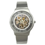 Flower Floral Pattern Floral Digital Spring Flora Botanical Blossom Bloom Vintage Stainless Steel Watch Front