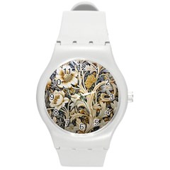 Flower Floral Pattern Floral Digital Spring Flora Botanical Blossom Bloom Vintage Round Plastic Sport Watch (m)