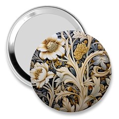 Flower Floral Pattern Floral Digital Spring Flora Botanical Blossom Bloom Vintage 3  Handbag Mirrors