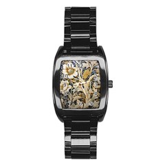 Flower Floral Pattern Floral Digital Spring Flora Botanical Blossom Bloom Vintage Stainless Steel Barrel Watch by Maspions