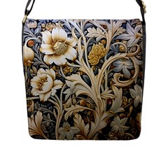 Flower Floral Pattern Floral Digital Spring Flora Botanical Blossom Bloom Vintage Flap Closure Messenger Bag (l)