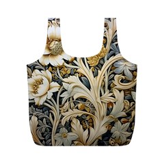 Flower Floral Pattern Floral Digital Spring Flora Botanical Blossom Bloom Vintage Full Print Recycle Bag (m)