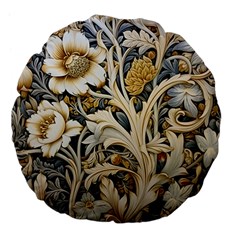 Flower Floral Pattern Floral Digital Spring Flora Botanical Blossom Bloom Vintage Large 18  Premium Flano Round Cushions