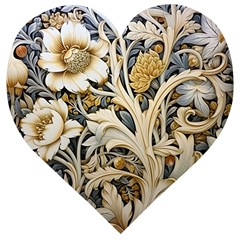 Flower Floral Pattern Floral Digital Spring Flora Botanical Blossom Bloom Vintage Wooden Puzzle Heart by Maspions