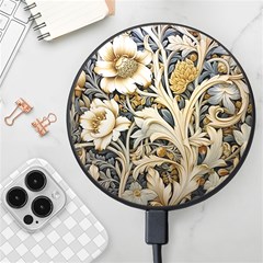 Flower Floral Pattern Floral Digital Spring Flora Botanical Blossom Bloom Vintage Wireless Fast Charger(black)