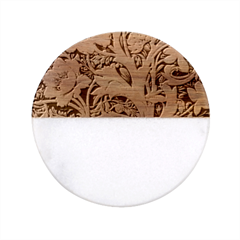 Flower Floral Pattern Floral Digital Spring Flora Botanical Blossom Bloom Vintage Classic Marble Wood Coaster (round) 