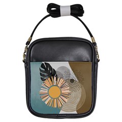 Boho Background Leaves Botanical Ornamental Pattern Seamless Decorative Design Wallpaper Nature Draw Girls Sling Bag