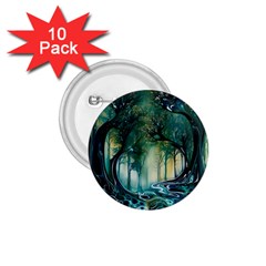 Trees Forest Mystical Forest Background Landscape Nature 1 75  Buttons (10 Pack)