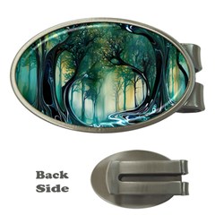 Trees Forest Mystical Forest Background Landscape Nature Money Clips (oval) 