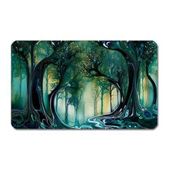 Trees Forest Mystical Forest Background Landscape Nature Magnet (rectangular)