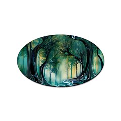 Trees Forest Mystical Forest Background Landscape Nature Sticker Oval (100 Pack)