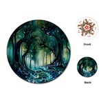 Trees Forest Mystical Forest Background Landscape Nature Playing Cards Single Design (Round) Front