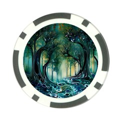 Trees Forest Mystical Forest Background Landscape Nature Poker Chip Card Guard