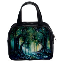 Trees Forest Mystical Forest Background Landscape Nature Classic Handbag (two Sides)