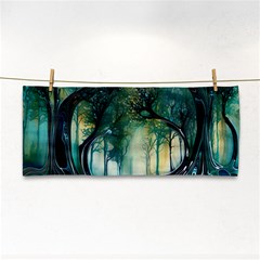 Trees Forest Mystical Forest Background Landscape Nature Hand Towel