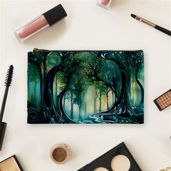 Trees Forest Mystical Forest Background Landscape Nature Cosmetic Bag (medium)