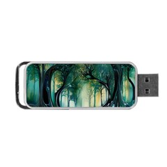 Trees Forest Mystical Forest Background Landscape Nature Portable Usb Flash (one Side)