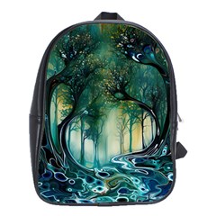 Trees Forest Mystical Forest Background Landscape Nature School Bag (xl)