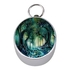 Trees Forest Mystical Forest Background Landscape Nature Mini Silver Compasses by Maspions