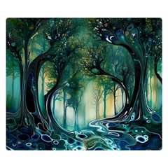 Trees Forest Mystical Forest Background Landscape Nature Two Sides Premium Plush Fleece Blanket (kids Size)