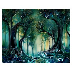 Trees Forest Mystical Forest Background Landscape Nature Two Sides Premium Plush Fleece Blanket (teen Size)