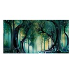 Trees Forest Mystical Forest Background Landscape Nature Satin Shawl 45  x 80  Front