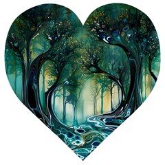 Trees Forest Mystical Forest Background Landscape Nature Wooden Puzzle Heart