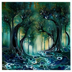 Trees Forest Mystical Forest Background Landscape Nature Wooden Puzzle Square by Maspions