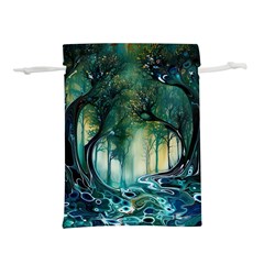 Trees Forest Mystical Forest Background Landscape Nature Lightweight Drawstring Pouch (l) by Maspions