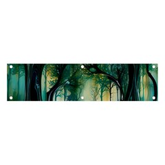 Trees Forest Mystical Forest Background Landscape Nature Banner And Sign 4  X 1 