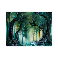 Trees Forest Mystical Forest Background Landscape Nature Premium Plush Fleece Blanket (mini) by Maspions