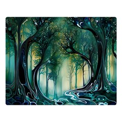 Trees Forest Mystical Forest Background Landscape Nature Premium Plush Fleece Blanket (large)