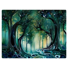 Trees Forest Mystical Forest Background Landscape Nature Premium Plush Fleece Blanket (extra Small)