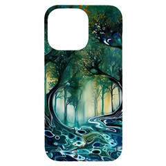 Trees Forest Mystical Forest Background Landscape Nature Iphone 14 Pro Max Black Uv Print Case by Maspions