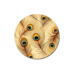 Vintage Peacock Feather Peacock Feather Pattern Background Nature Bird Nature Magnet 3  (round)