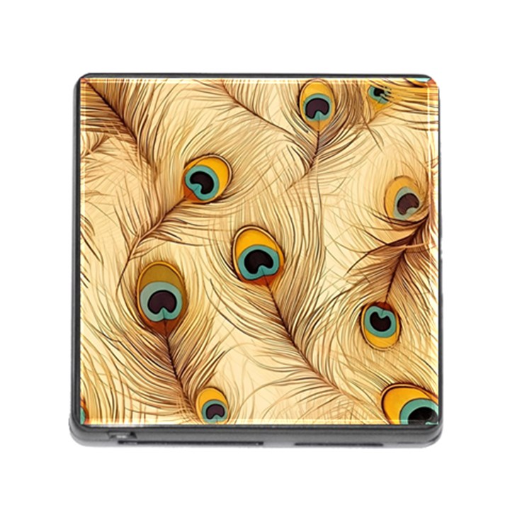 Vintage Peacock Feather Peacock Feather Pattern Background Nature Bird Nature Memory Card Reader (Square 5 Slot)