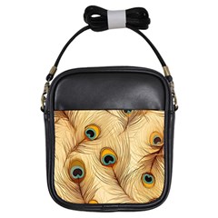 Vintage Peacock Feather Peacock Feather Pattern Background Nature Bird Nature Girls Sling Bag