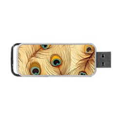 Vintage Peacock Feather Peacock Feather Pattern Background Nature Bird Nature Portable Usb Flash (one Side) by Maspions