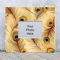 Vintage Peacock Feather Peacock Feather Pattern Background Nature Bird Nature White Wall Photo Frame 5  X 7  by Maspions