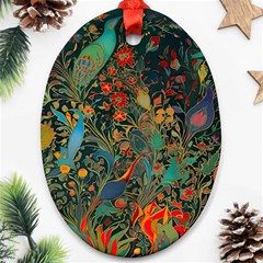 Flowers Trees Forest Mystical Forest Nature Background Landscape Ornament (oval)