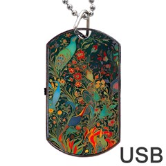 Flowers Trees Forest Mystical Forest Nature Background Landscape Dog Tag Usb Flash (one Side)