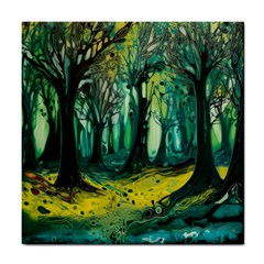 Trees Forest Mystical Forest Nature Junk Journal Landscape Nature Tile Coaster by Maspions