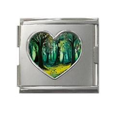 Trees Forest Mystical Forest Nature Junk Journal Landscape Nature Mega Link Heart Italian Charm (18mm) by Maspions