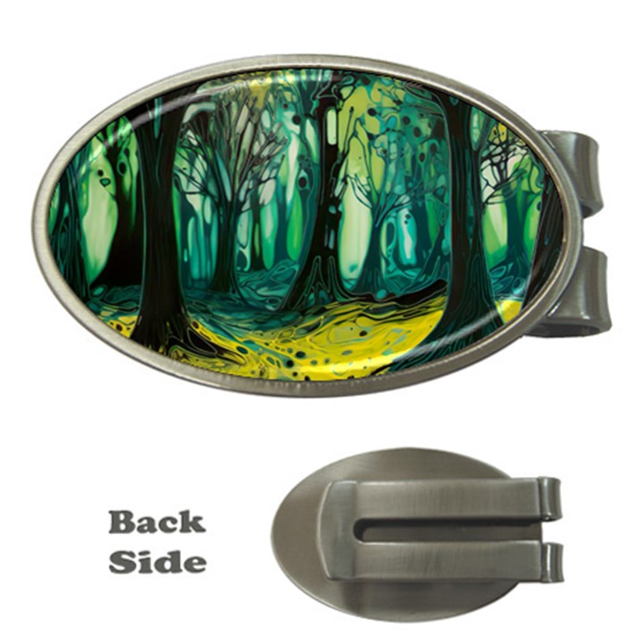 Trees Forest Mystical Forest Nature Junk Journal Landscape Nature Money Clips (Oval) 