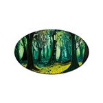 Trees Forest Mystical Forest Nature Junk Journal Landscape Nature Sticker (Oval) Front